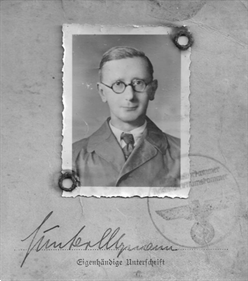 Titel: Gnter Heymann (3) - Beschreibung: Ausschnitt aus den Ausweis der Reichsschrifttumskammer mit Passbild, persnlicher Unterschrift und Stempel der Reichsschrifttumskammer